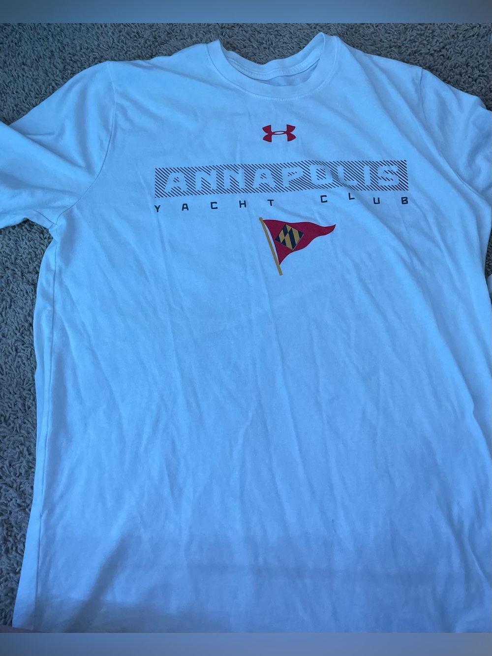 Under Armour White Short-Sleeve Annapolis Yacht Club Tee with Red Logo
